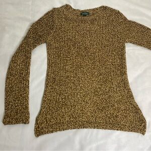 Lauren Ralph Lauren Women's S Brown Beige Marled Chunky Cotton Knit Sweater
